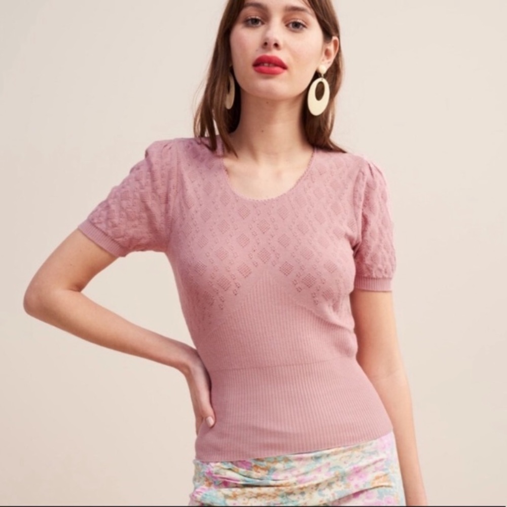 Rouje Nina Pointelle Knit Top in Mauve